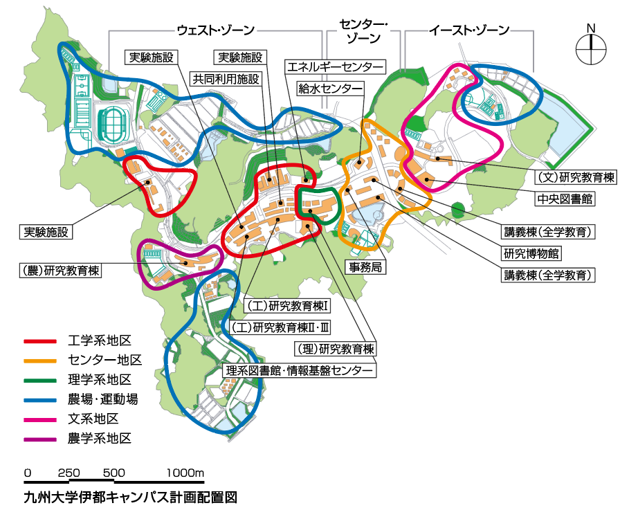 九州大学伊都キャンパス計画配置図